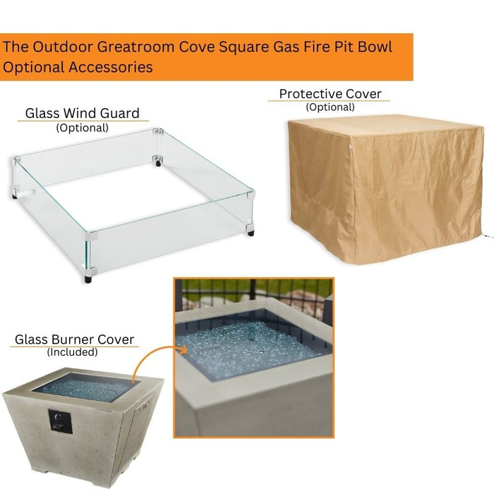The Outdoor Greatroom Cove Square Gas Fire Pit Bowl | CV-2424