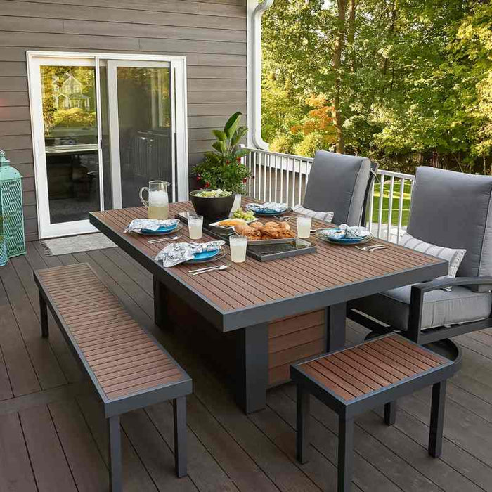 The Outdoor Greatroom Kenwood Linear Dining Fire Pit Table | KW-1242-K