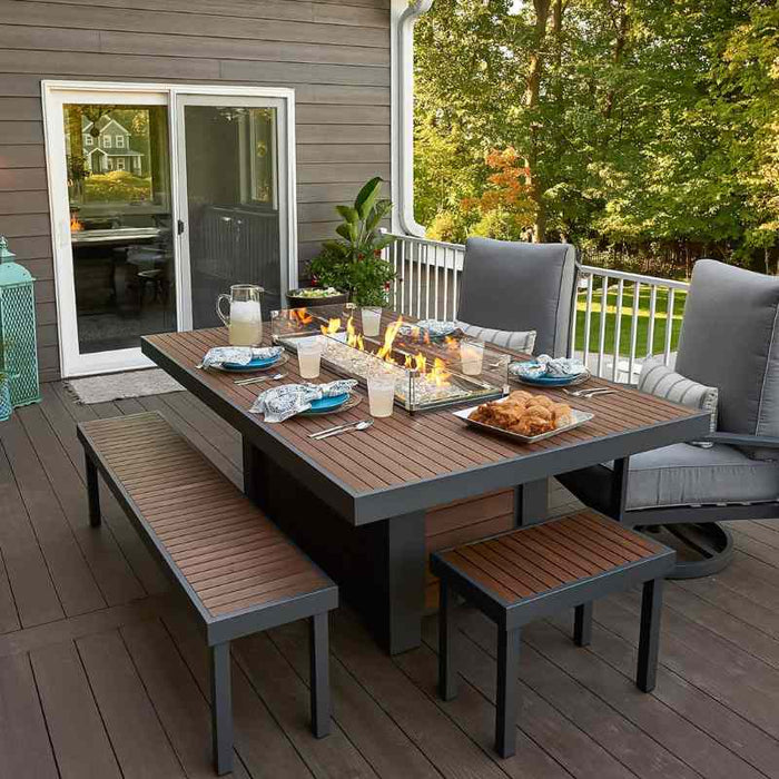 The Outdoor Greatroom Kenwood Linear Dining Fire Pit Table | KW-1242-K