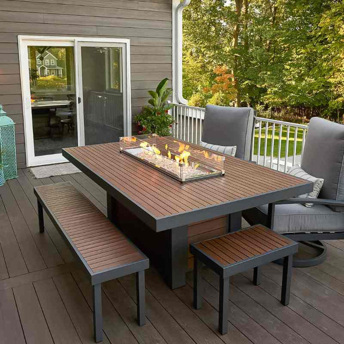 The Outdoor Greatroom Kenwood Linear Dining Fire Pit Table | KW-1242-K