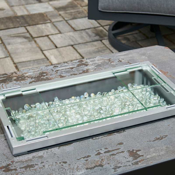 The Outdoor Greatroom Rectangular Folding Glass Wind Guard Fire Pit - Detail View