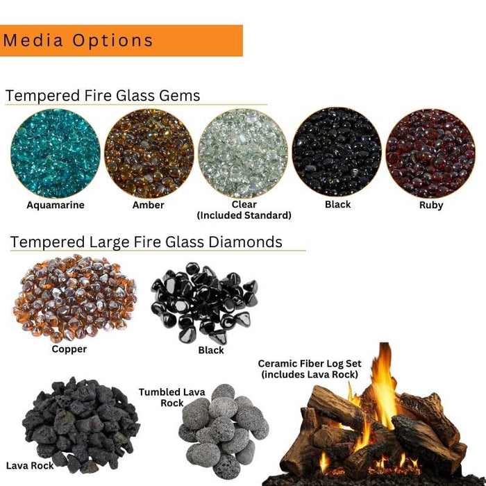 The Outdoor Greatroom Crystal Fire Plus Square Gas Fire Pit Burner