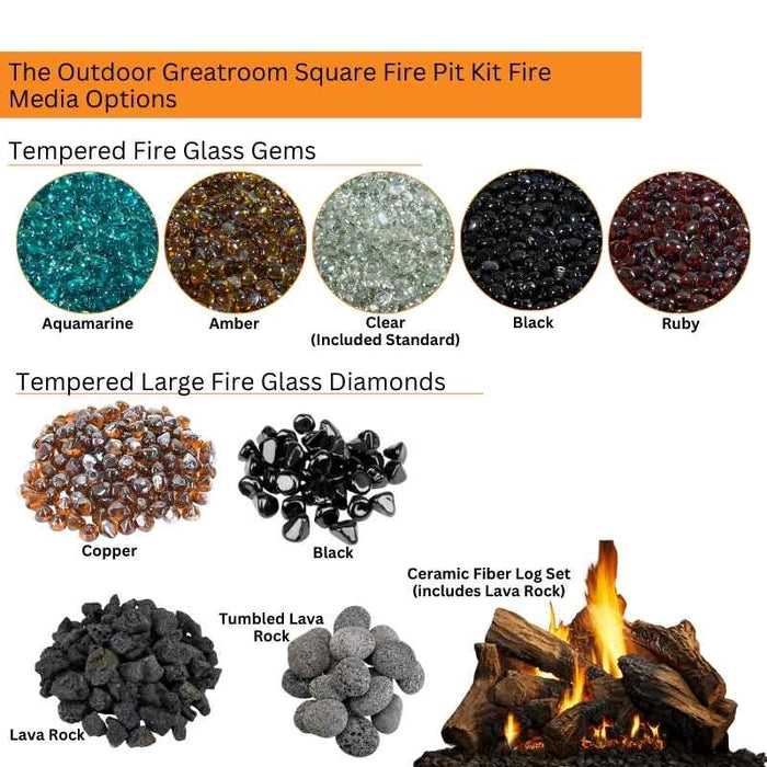 The Outdoor Greatroom Bronson Block Square Gas Fire Pit Kit | BRON51 - Installation View