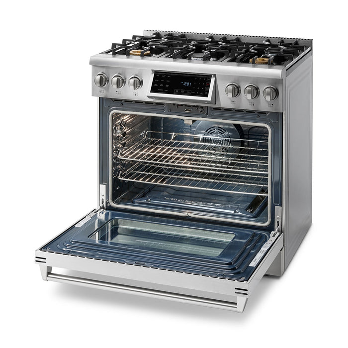Thor Kitchen 36" Air Fry and Self-Clean Professional Propane Gas Range, TRG3601LP Thor Kitchen