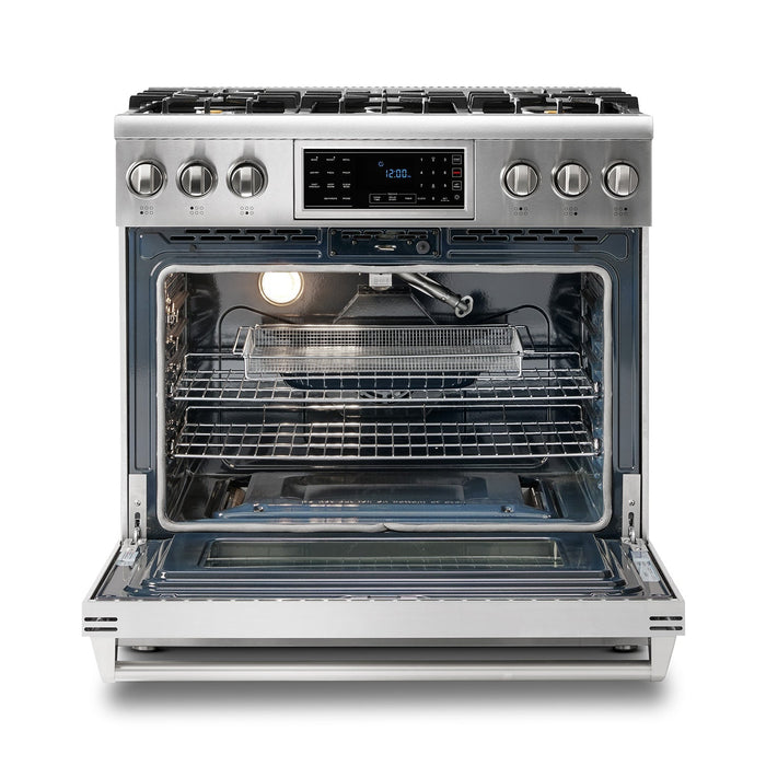 Thor Kitchen 36" Air Fry and Self-Clean Professional Propane Gas Range, TRG3601LP Thor Kitchen