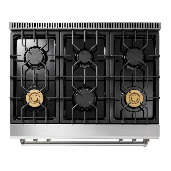 Thor Kitchen 36" Air Fry and Self-Clean Professional Propane Gas Range, TRG3601LP Thor Kitchen
