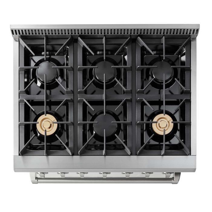 Thor Kitchen 36 in. 5.2 cu. ft. Professional Propane Gas Range in Stainless Steel, HRG3618ULP Thor Kitchen