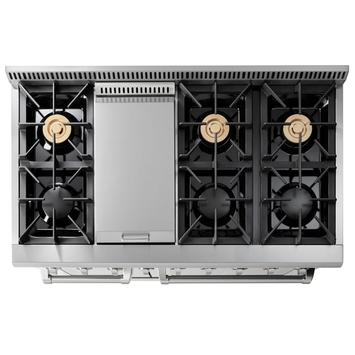 Thor Kitchen 48 in. 6.7 cu. ft. Professional Propane Gas Range in Stainless Steel, HRG4808ULP Thor Kitchen