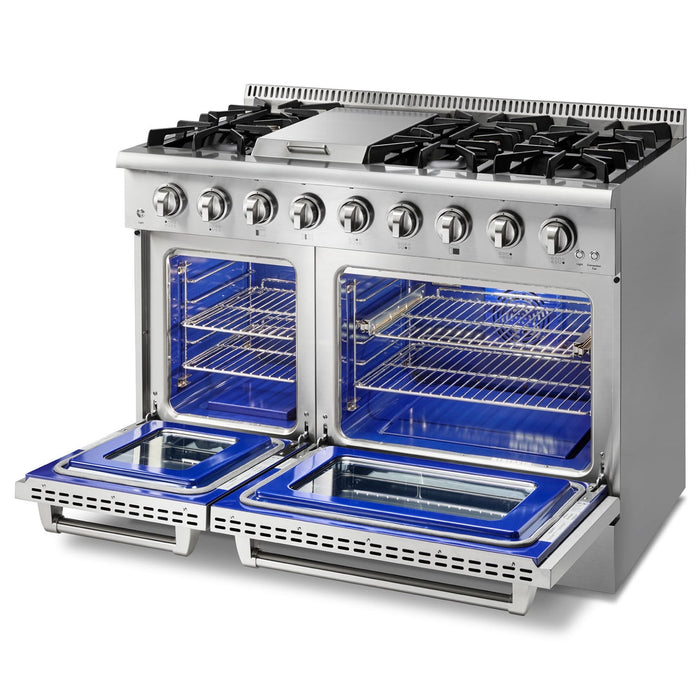 Thor Kitchen 48 in. 6.7 cu. ft. Professional Propane Gas Range in Stainless Steel, HRG4808ULP Thor Kitchen