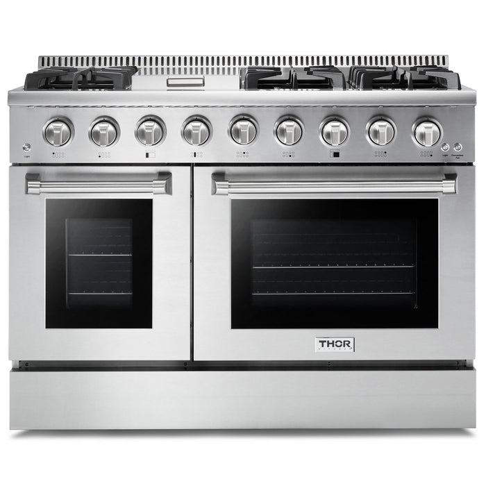 Thor Kitchen 48" Professional Gas Range With Double Oven HRG4808 White Background