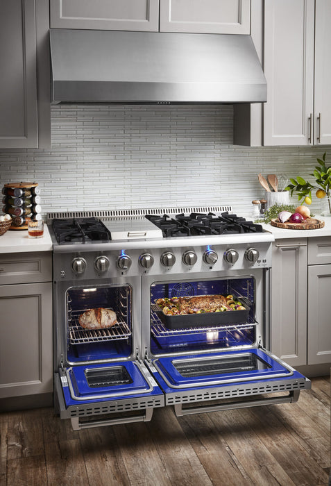 Thor Kitchen 48" Professional Gas Range With Double Oven HRG4808 Double Oven Opened