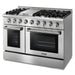 Thor Kitchen 48" Professional Gas Range With Double Oven HRG4808 Left Facing White Background