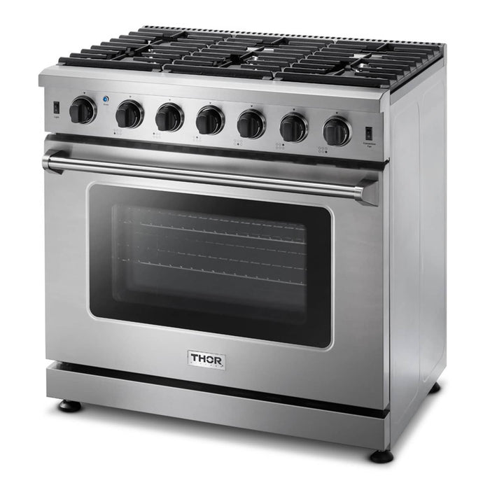 Thor Kitchen 36-Inch 6.0 Cu. Ft Single Oven Professional Gas Range in Stainless Steel (LRG3601U) Thor Kitchen