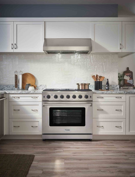 Thor Kitchen 36-Inch 6.0 Cu. Ft Single Oven Professional Gas Range in Stainless Steel (LRG3601U) Thor Kitchen