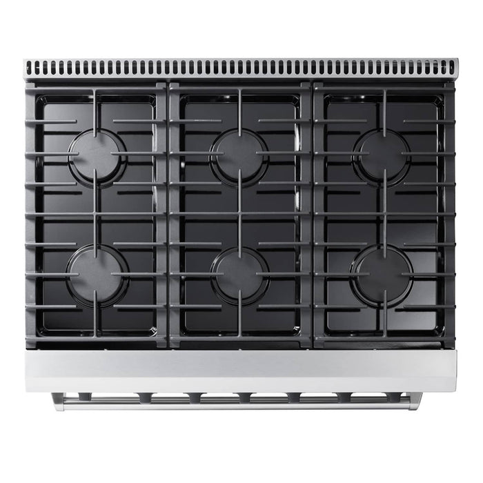 Thor Kitchen 36-Inch 6.0 Cu. Ft Single Oven Professional Gas Range in Stainless Steel (LRG3601U) Thor Kitchen