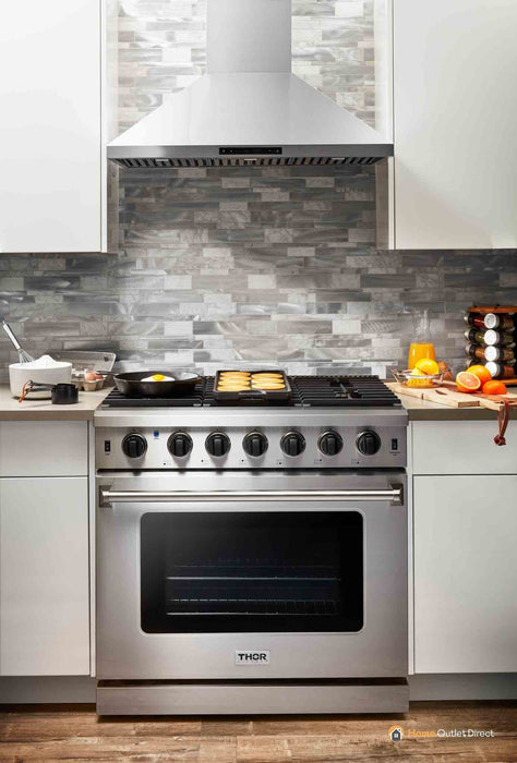 Thor Kitchen 36-Inch 6.0 Cu. Ft Single Oven Professional Gas Range in Stainless Steel (LRG3601U) Thor Kitchen