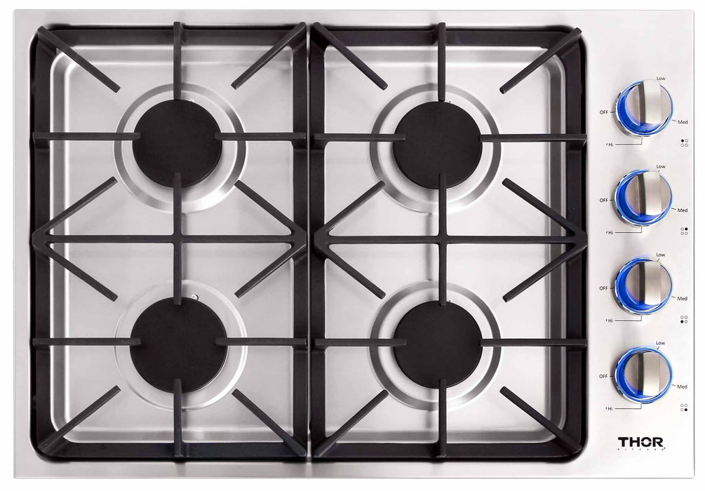 Thor Kitchen 30-Inch Professional Drop-In Gas Cooktop with Four Burners in Stainless Steel (TGC3001) Thor Kitchen