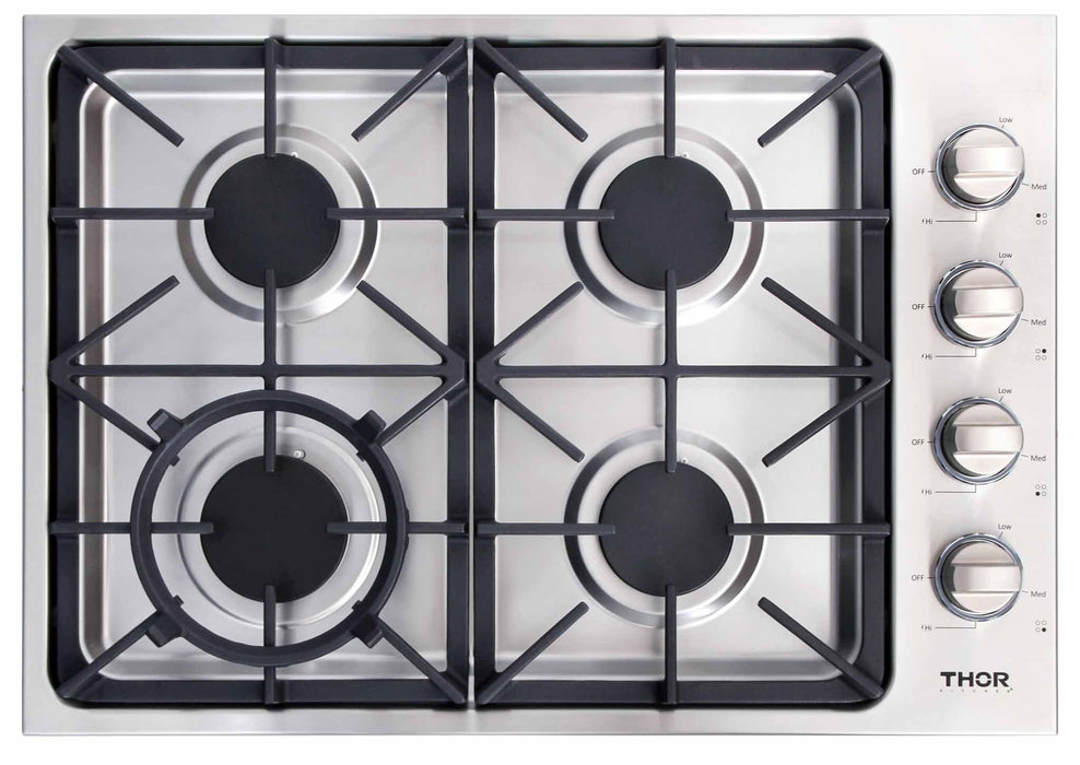 Thor Kitchen 30-Inch Professional Drop-In Gas Cooktop with Four Burners in Stainless Steel (TGC3001) Thor Kitchen
