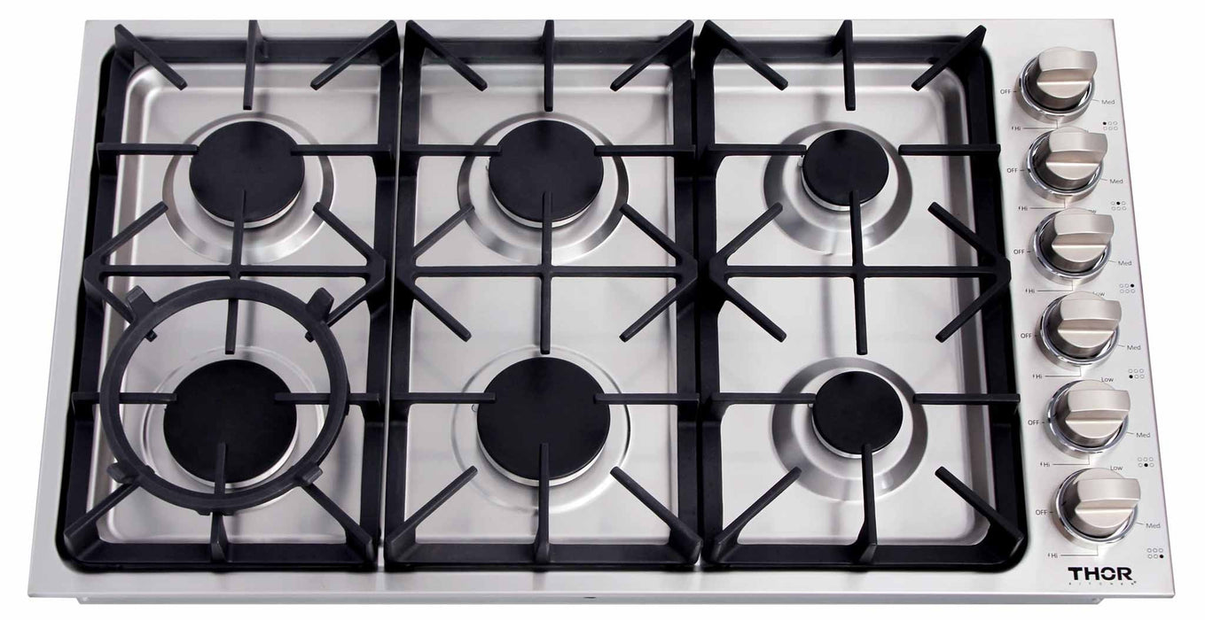 Thor Kitchen 36-Inch Professional Drop-In Gas Cooktop with Six Burners in Stainless Steel (TGC3601) Thor Kitchen