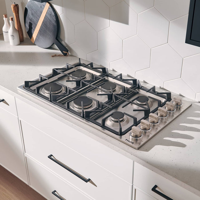 Thor Kitchen 36-Inch Professional Drop-In Gas Cooktop with Six Burners in Stainless Steel (TGC3601) Thor Kitchen