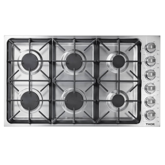 Thor Kitchen 36-Inch Professional Drop-In Gas Cooktop with Six Burners in Stainless Steel (TGC3601) Thor Kitchen