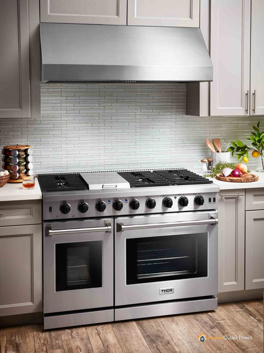 Thor Kitchen 48-Inch 6.8 cu. ft. Double Oven Gas Range in Stainless Steel (LRG4807U) Thor Kitchen