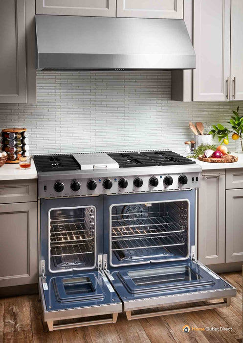 Thor Kitchen 48-Inch 6.8 cu. ft. Double Oven Gas Range in Stainless Steel (LRG4807U) Thor Kitchen