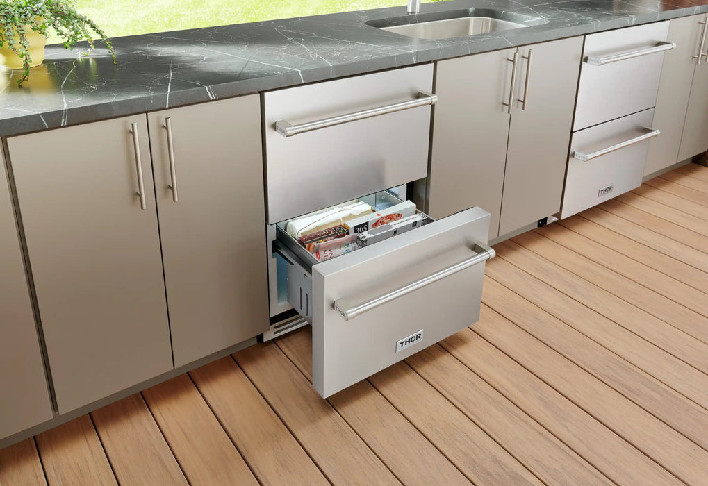 Thor Kitchen 24-Inch Indoor Outdoor Freezer Drawer in Stainless Steel (TRZ24U) Thor Kitchen