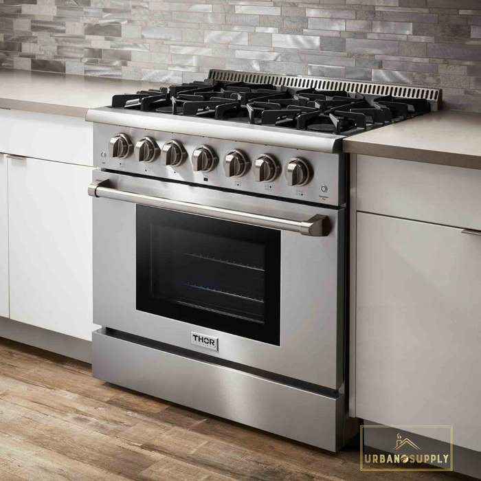 Thor Kitchen 36-Inch 5.2 cu. ft. Oven Dual Fuel Range in Stainless Steel (HRD3606U) Thor Kitchen