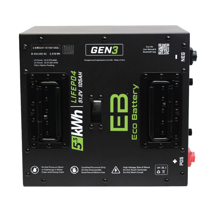 48V 105Ah LiFePO4 Battery - side view