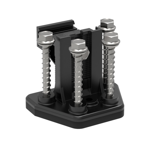 Top Rack - Rail Base - TRT 02 - Cast Aluminum Rail adjustable solar mounting bracket with four stainless steel lag screws 