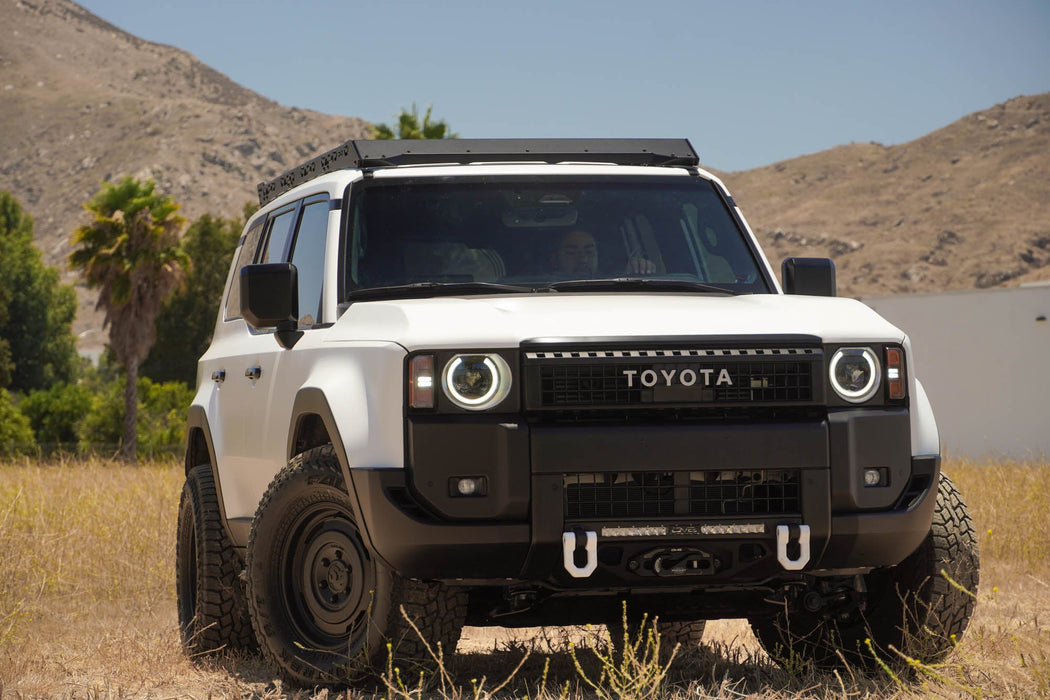 DV8 Offroad 2024-2026 Toyota Land Cruiser Centric Front Bumper – installed on vehicle, image 14 of 19