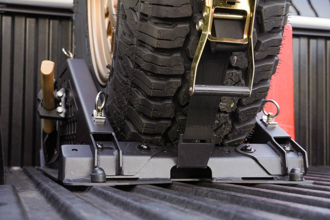DV8 Offroad Truck Bed Universal Tire Carrier & Accessory Mount – installed on vehicle, image 7 of 19