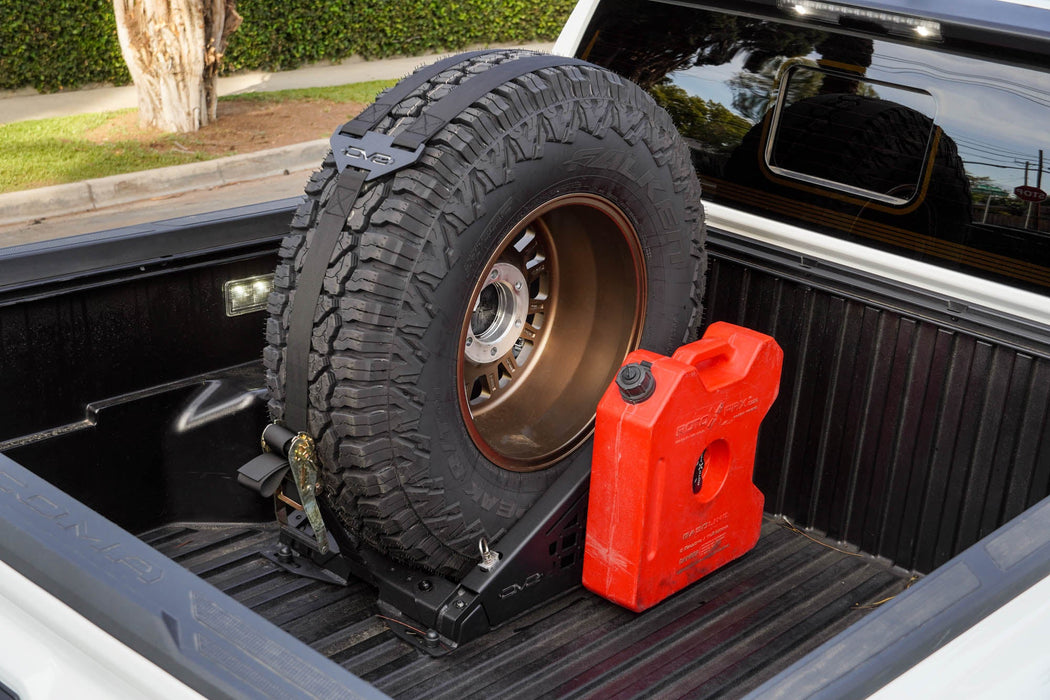 DV8 Offroad Truck Bed Universal Tire Carrier & Accessory Mount – installed on vehicle, image 3 of 19