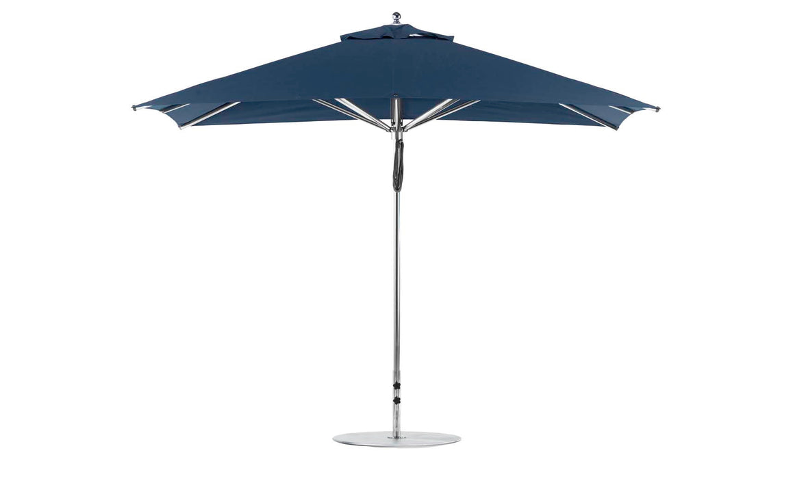 Ledge Lounger Premier Umbrella-8.5' Rec-Pulley — Silver Pole-Classic Ball Finial-Single Vent-STK-R175-Captain Navy