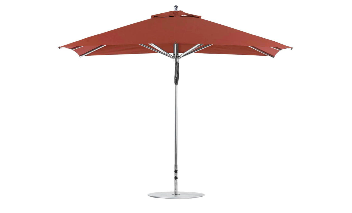 Ledge Lounger Premier Umbrella-8.5' Rec-Pulley — Silver Pole-Classic Ball Finial-Single Vent-STK-R104-Terracotta