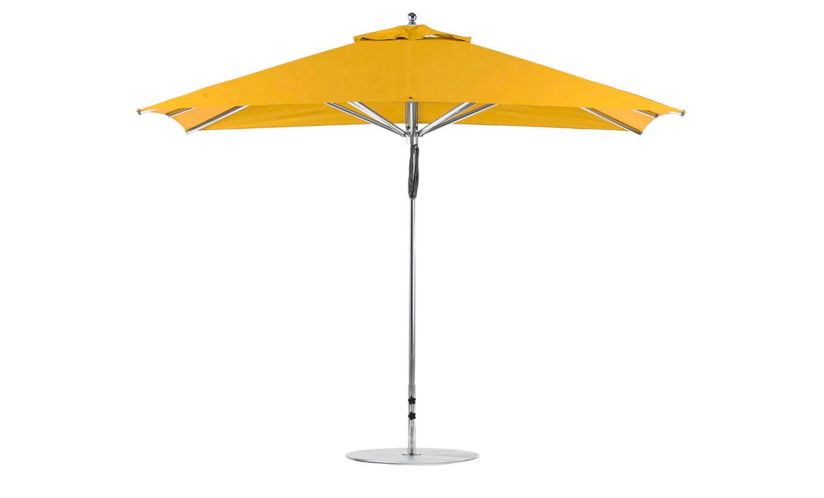 Ledge Lounger Premier Umbrella-8.5' Rec-Pulley — Silver Pole-Classic Ball Finial-Single Vent-STK-R554-Sunflower Yellow