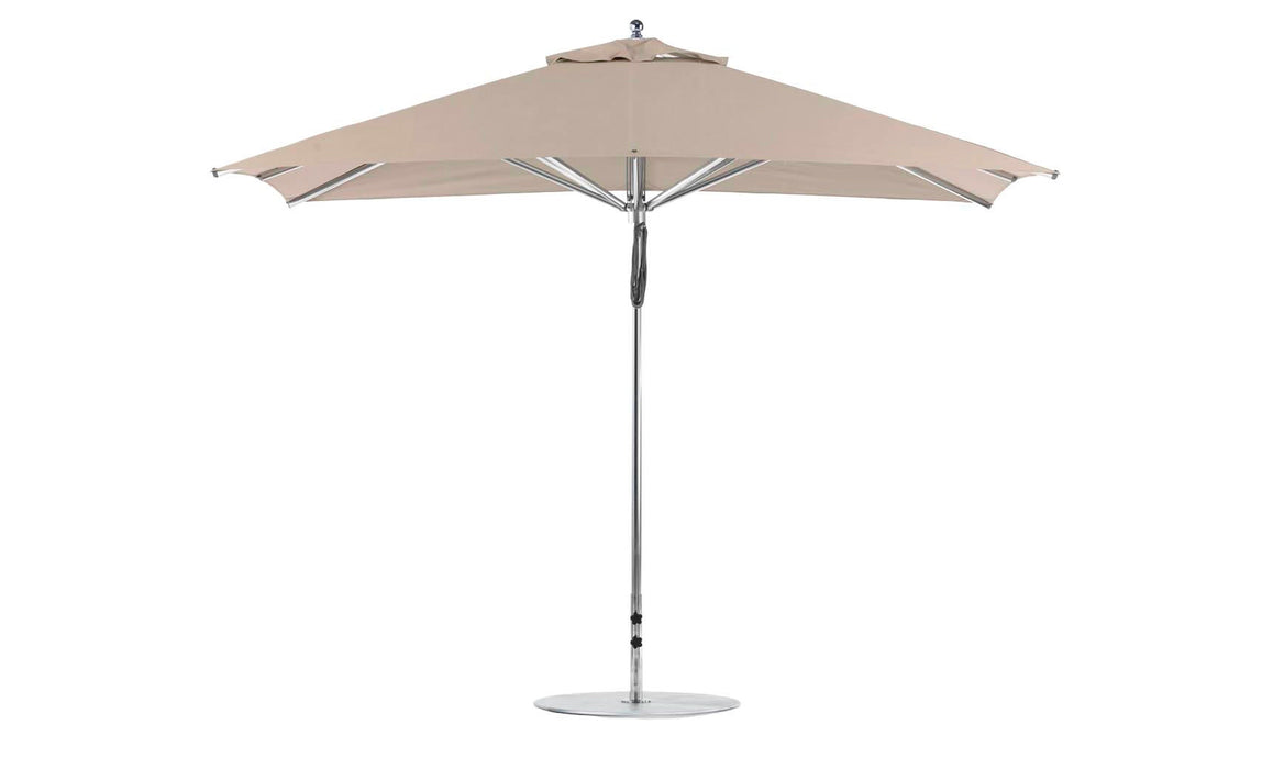 Ledge Lounger Premier Umbrella-8.5' Rec-Pulley — Silver Pole-Classic Ball Finial-Single Vent-STK-R126-Linen