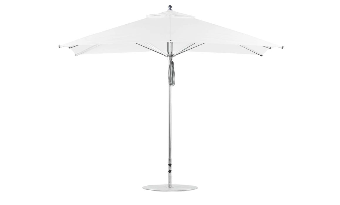 Ledge Lounger Premier Umbrella-8.5' Rec-Pulley — Silver Pole-Classic Ball Finial-Single Vent-STK-R099-White