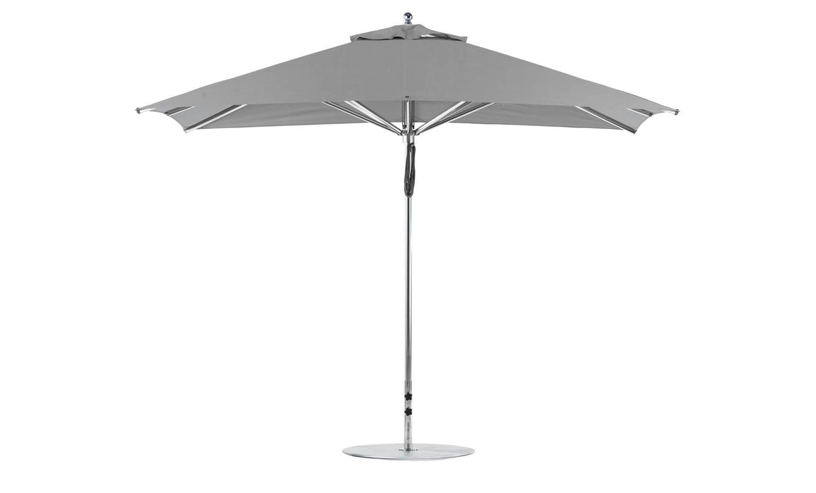 Ledge Lounger Premier Umbrella-8.5' Rec-Pulley — Silver Pole-Classic Ball Finial-Single Vent-STK-R138-Cadet Grey