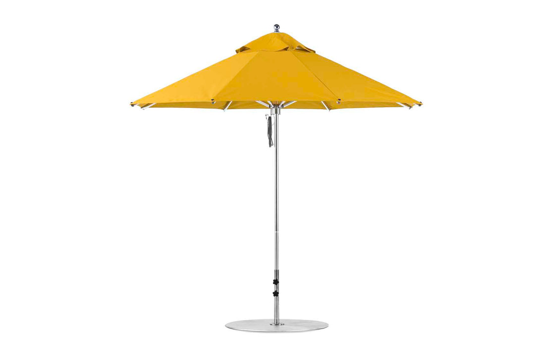 Ledge Lounger Premier Umbrella-9' Oct-Pulley — Silver Pole-Classic Ball Finial-Single Vent-STK-R554-Sunflower Yellow