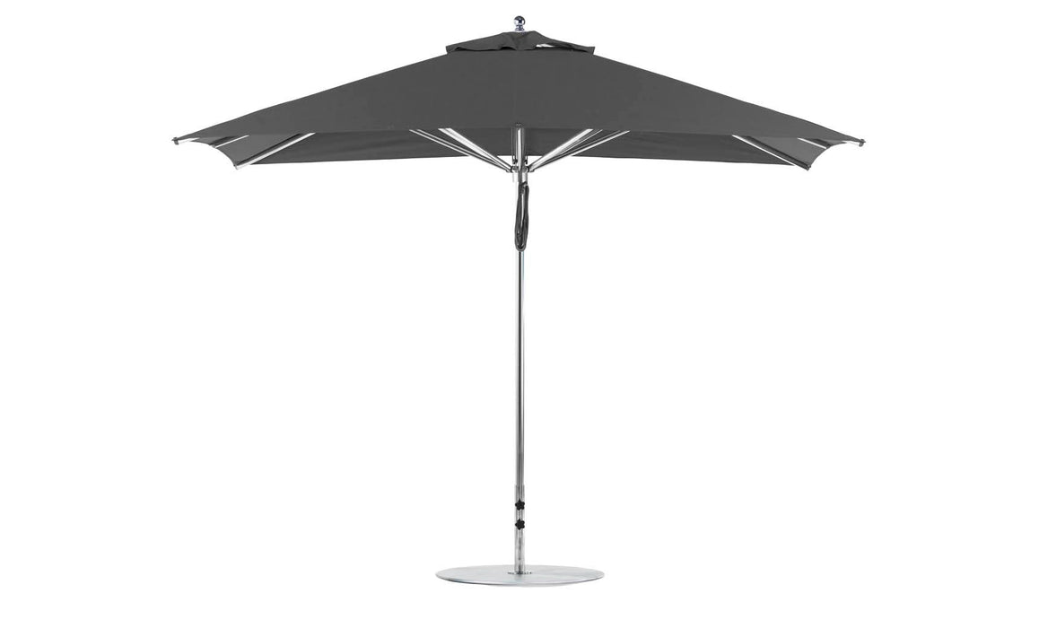 Ledge Lounger Premier Umbrella-8.5' Rec-Pulley — Silver Pole-Classic Ball Finial-Single Vent-STK-R164-Charcoal Grey