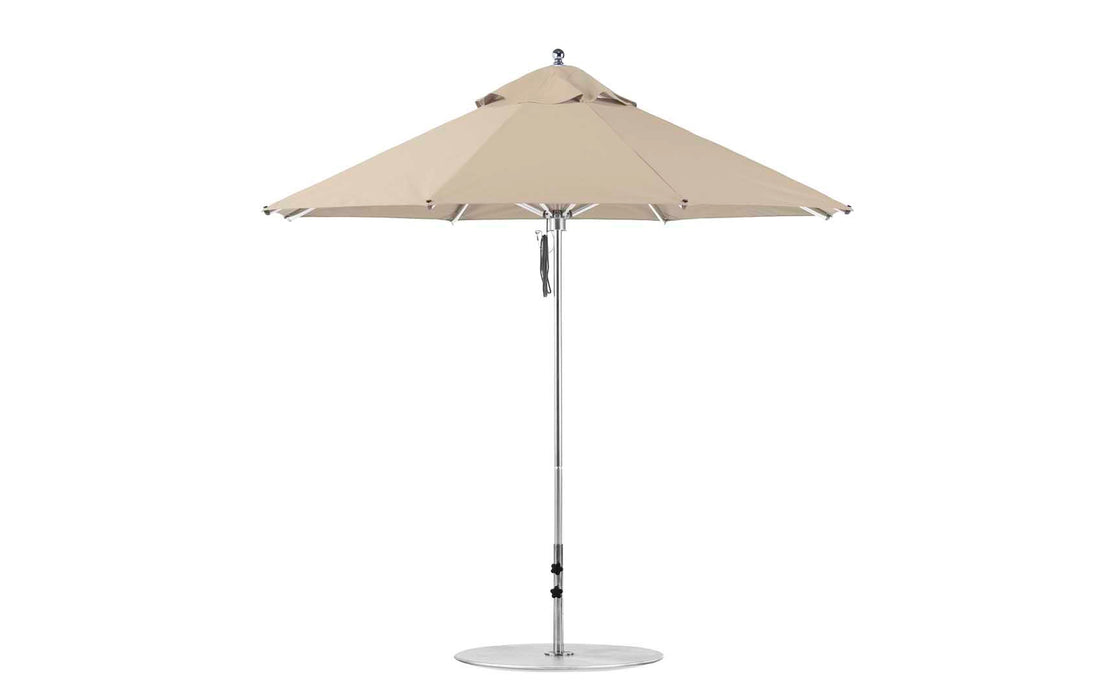 Ledge Lounger Premier Umbrella-9' Oct-Pulley — Silver Pole-Classic Ball Finial-Single Vent-STK-R126-Linen