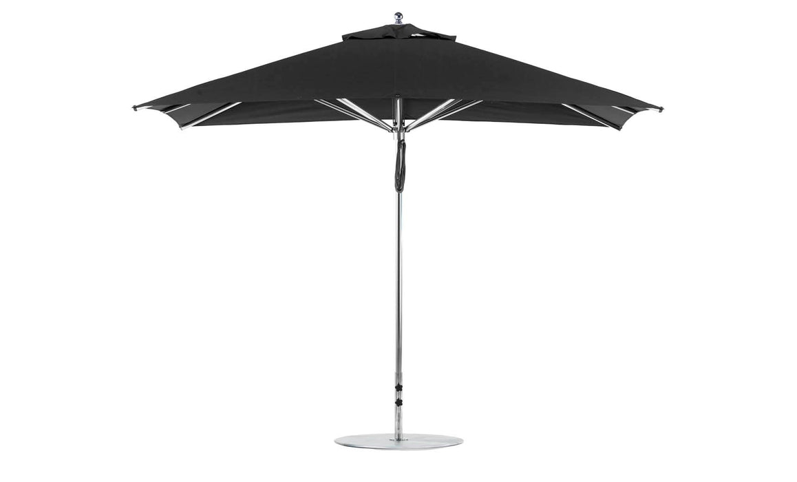 Ledge Lounger Premier Umbrella-8.5' Rec-Pulley — Silver Pole-Classic Ball Finial-Single Vent-STK-R103-Black