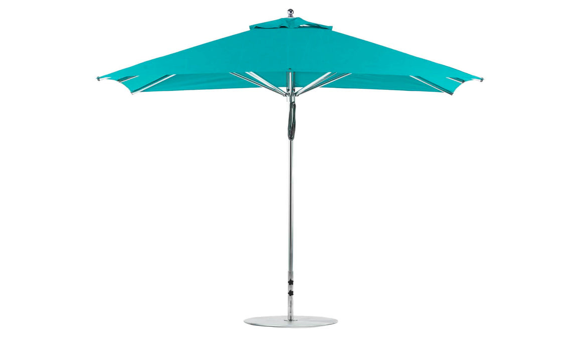 Ledge Lounger Premier Umbrella-8.5' Rec-Pulley — Silver Pole-Classic Ball Finial-Single Vent-STK-R171-Turquoise