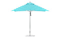 Ledge Lounger Premier Umbrella-10' Square-Pulley — Silver Pole-Classic Ball Finial-Single Vent-STK-R011-Turquoise Stripe