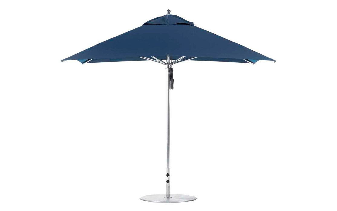 Ledge Lounger Premier Umbrella-10' Square-Pulley — Silver Pole-Classic Ball Finial-Single Vent-STK-R175-Captain Navy
