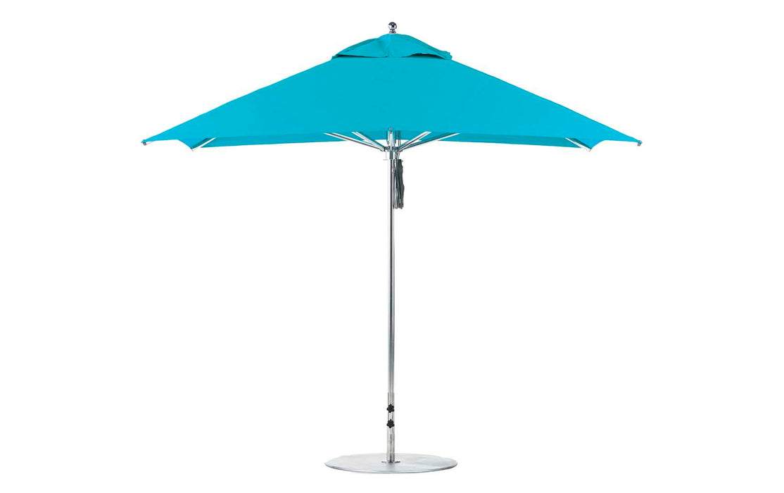 Ledge Lounger Premier Umbrella-10' Square-Pulley — Silver Pole-Classic Ball Finial-Single Vent-STK-R171-Turquoise