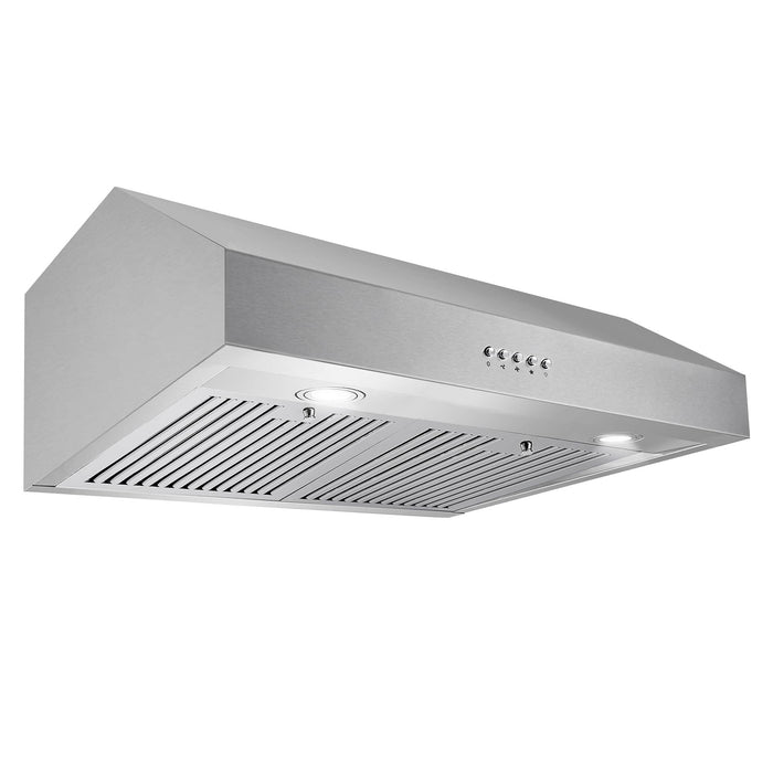 Cosmo 4-Piece Appliance Package - 30-Inch Gas Range, Under Cabinet Range Hood, Dishwasher and Refrigerator with Water Dispenser in Stainless Steel (COS-4PKG-709) Cosmo