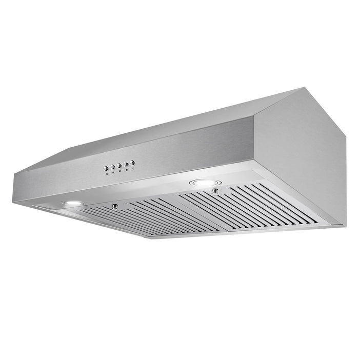 Cosmo 4-Piece Appliance Package - 30-Inch Gas Range, Under Cabinet Range Hood, Dishwasher and Refrigerator with Water Dispenser in Stainless Steel (COS-4PKG-709) Cosmo